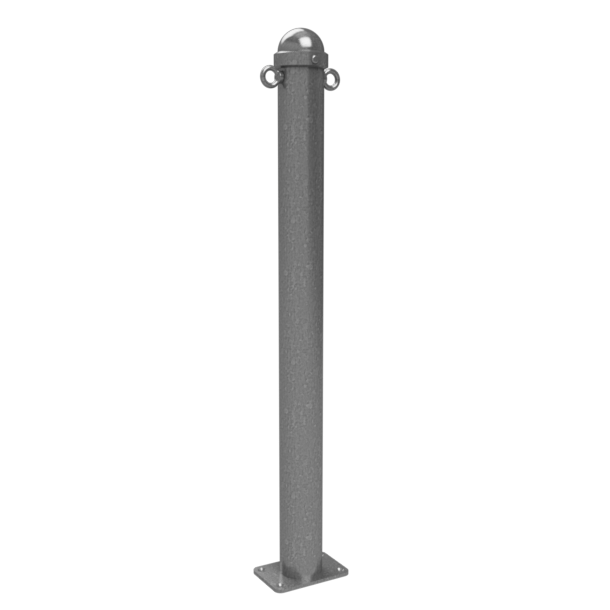 Ornamental bollard | Series 477B | � 76 mm | stationary, to be fixed by plugswith base plate 100 x 150 mm | without lock | with 2 eyelets